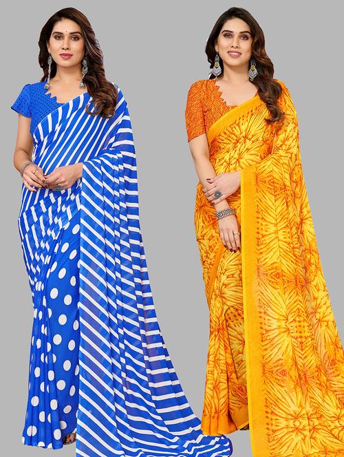 women pack of 2 casual wear combo sarees with blouse - 21433669 - Very Small Image - 1