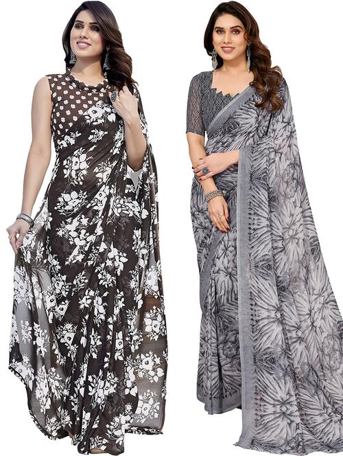 women pack of 2 casual wear combo sarees with blouse - 21433671 - Very Small Image - 1