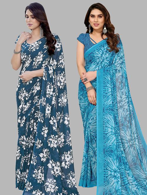 women pack of 2 casual wear combo sarees with blouse - 21433689 - Very Small Image - 1