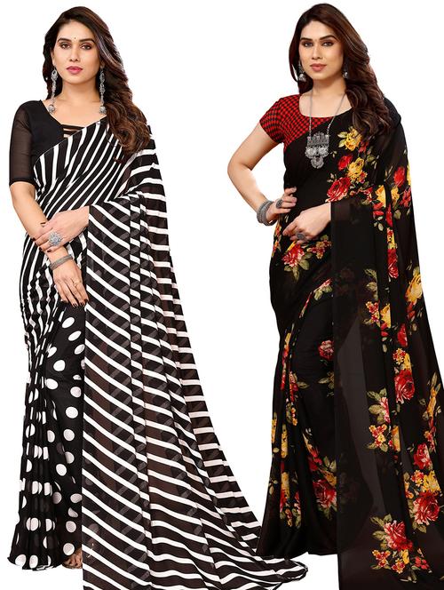 women pack of 2 casual wear combo saree with blouse - 21433709 - Very Small Image - 1
