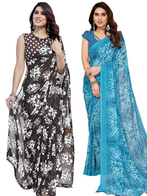 women pack of 2 casual wear combo sarees with blouse - 21433712 - Very Small Image - 1