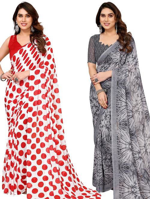women pack of 2 casual wear combo saree with blouse - 21433716 - Very Small Image - 1
