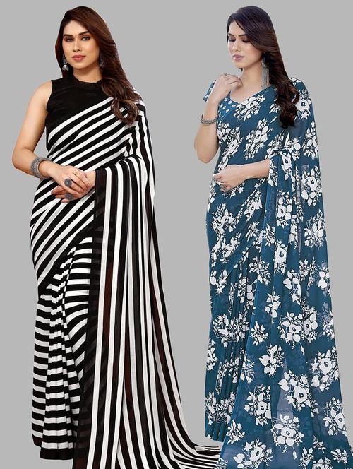 women pack of 2 casual wear combo sarees with blouse - 21433723 - Very Small Image - 1