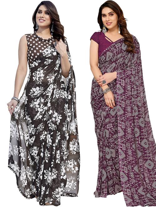 women pack of 2 casual wear combo sarees with blouse - 21433735 - Very Small Image - 1