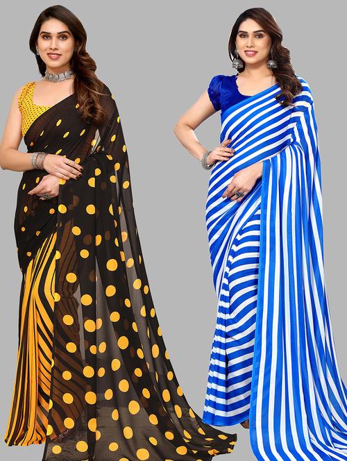 women pack of 2 casual wear combo sarees with blouse - 21433736 - Very Small Image - 1
