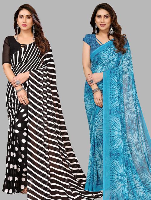 women pack of 2 casual wear combo saree with blouse - 21433744 - Very Small Image - 1