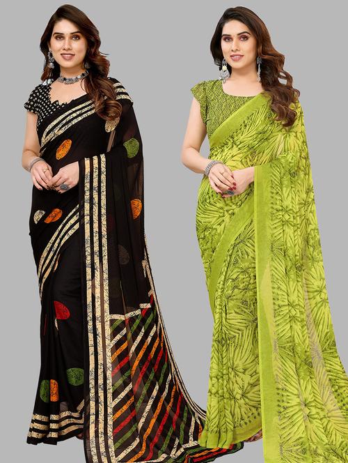 women pack of 2 casual wear combo sarees with blouse - 21433747 - Very Small Image - 1
