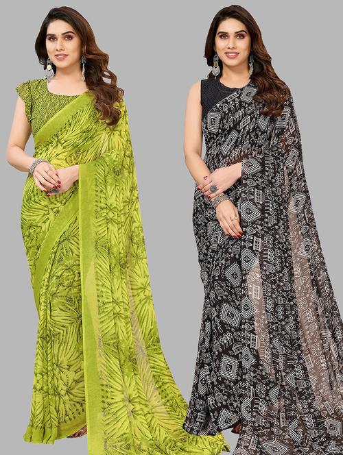 women pack of 2 casual wear combo sarees with blouse - 21433757 - Very Small Image - 1