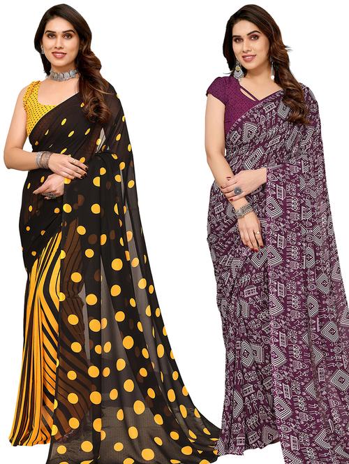 women pack of 2 casual wear combo sarees with blouse - 21433761 - Very Small Image - 1
