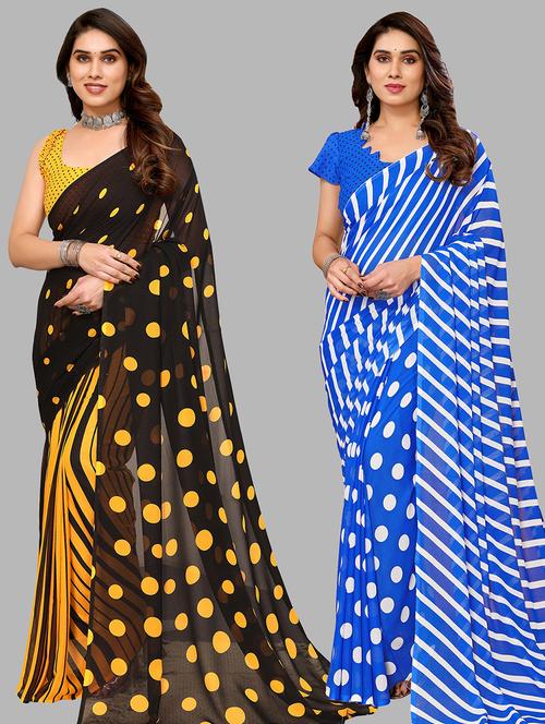 women pack of 2 casual wear combo saree with blouse - 21433762 - Very Small Image - 1