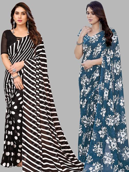 women pack of 2 casual wear combo sarees with blouse - 21433763 - Very Small Image - 1