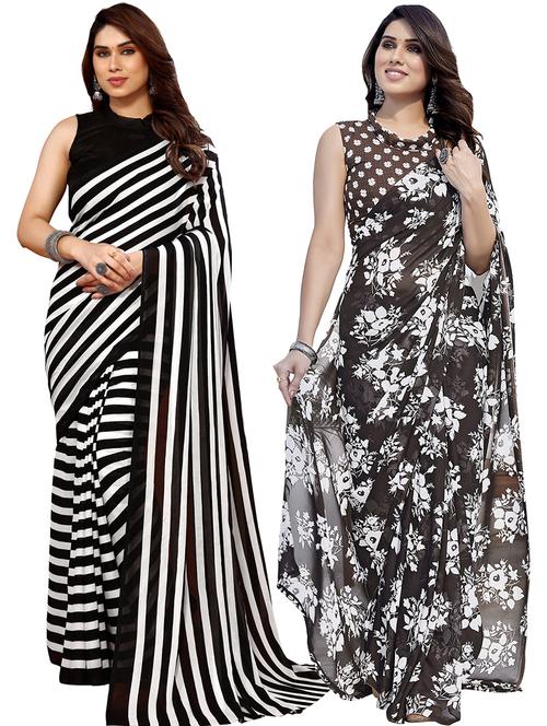 women pack of 2 casual wear combo sarees with blouse - 21433774 - Very Small Image - 1