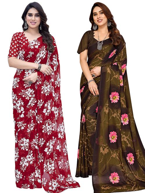 women pack of 2 casual wear combo sarees with blouse - 21433778 - Very Small Image - 1