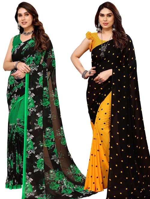 women pack of 2 casual wear combo sarees with blouse - 21433787 - Very Small Image - 1