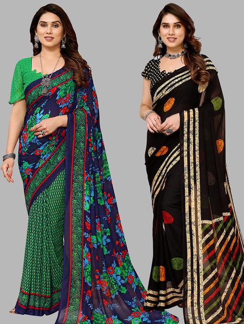 women pack of 2 casual wear combo sarees with blouse - 21433807 - Very Small Image - 1