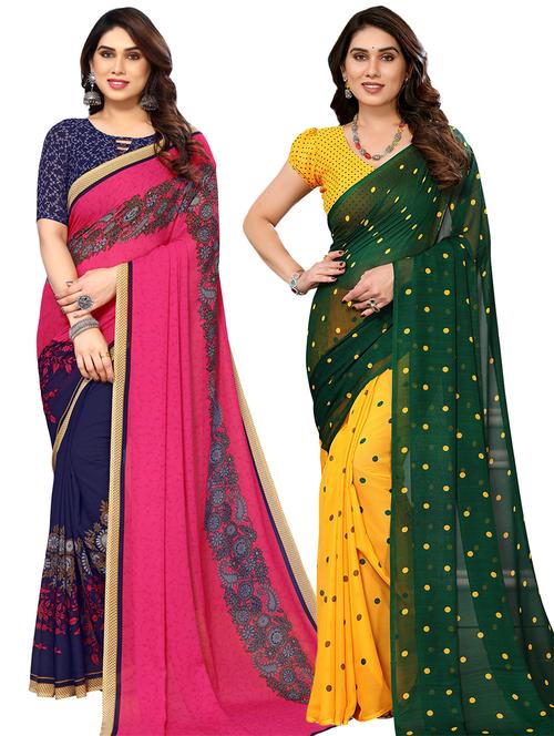 women pack of 2 casual wear combo sarees with blouse - 21433821 - Very Small Image - 1
