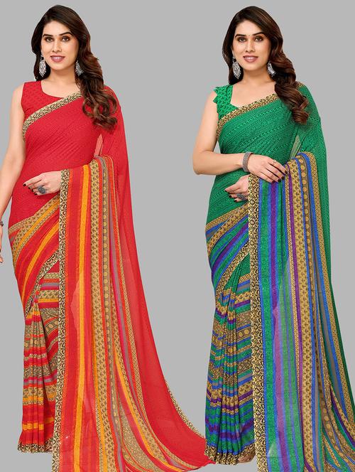 women pack of 2 casual wear combo sarees with blouse - 21433826 - Very Small Image - 1
