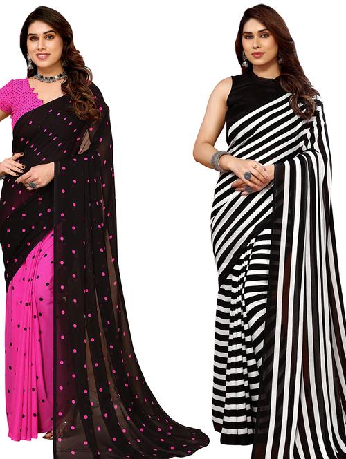 women pack of 2 casual wear combo sarees with blouse - 21433828 - Very Small Image - 1