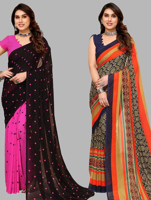 pack of 2 casual wear sarees with blouse - 21433830 - Very Small Image - 1