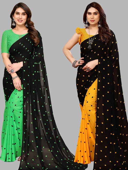 pack of 2 casual wear combo sarees with blouse - 21433843 - Very Small Image - 1