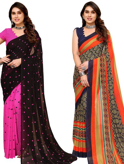 pack of 2 casual wear sarees with blouse - 21433848 - Very Small Image - 1