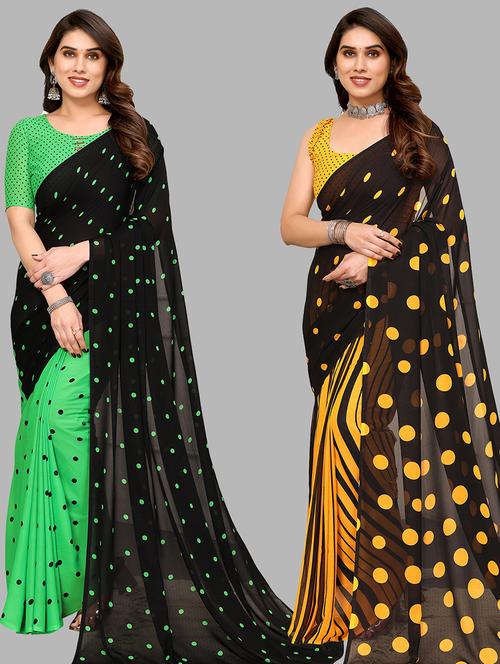 pack of 2 casual wear combo sarees with blouse - 21433851 - Very Small Image - 1