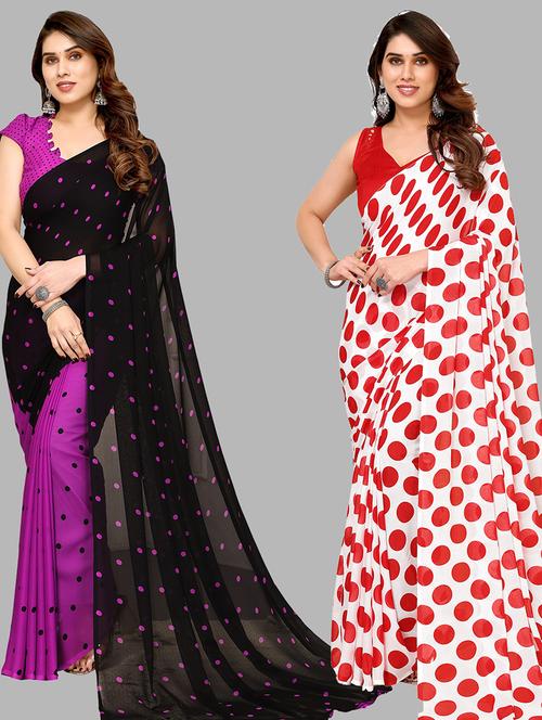pack of 2 casual wear sarees with blouse - 21433853 - Very Small Image - 1