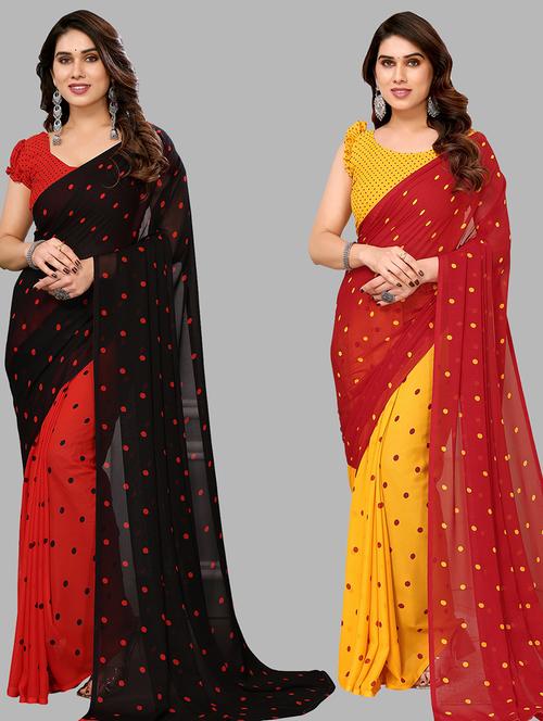 pack of 2 casual wear sarees with blouse - 21433854 - Very Small Image - 1
