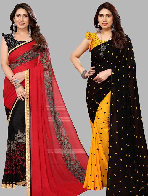 women pack of 2 casual wear combo sarees with blouse - 21433855 - Very Small Image - 1
