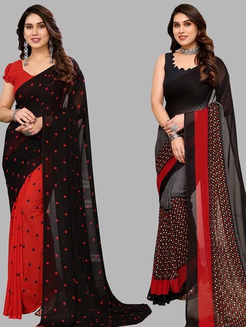 pack of 2 casual wear sarees with blouse - 21433857 - Very Small Image - 1