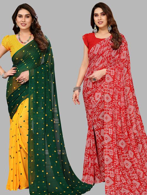 pack of 2 casual wear sarees with blouse - 21433858 - Very Small Image - 1