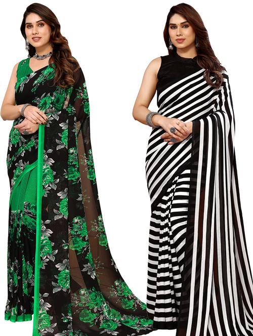 pack of 2 casual wear sarees with blouse - 21433860 - Very Small Image - 1