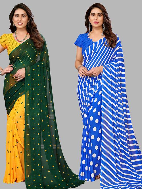 pack of 2 casual wear sarees with blouse - 21433865 - Very Small Image - 1
