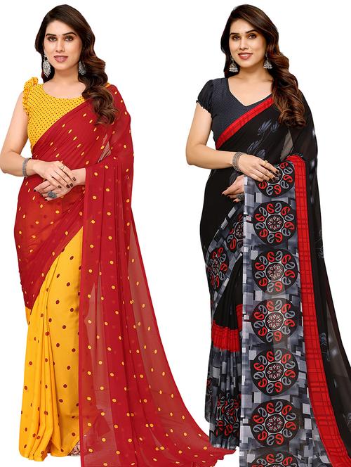 pack of 2 casual wear sarees with blouse - 21433868 - Very Small Image - 1