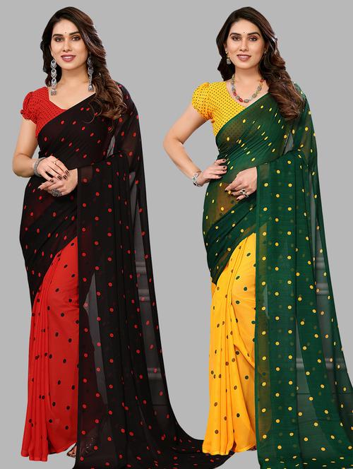 pack of 2 casual wear sarees with blouse - 21433874 - Very Small Image - 1