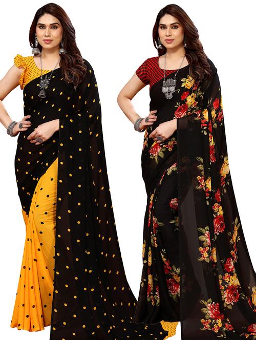 pack of 2 casual wear sarees with blouse - 21433885 - Very Small Image - 1