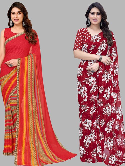 pack of 2 casual wear sarees with blouse - 21433890 - Very Small Image - 1