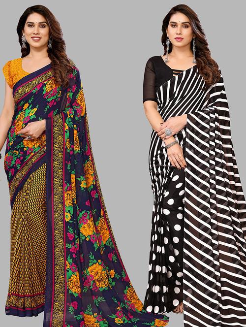 pack of 2 casual wear sarees with blouse - 21433898 - Very Small Image - 1