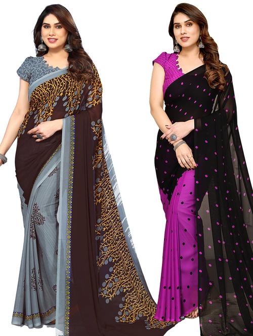 women pack of 2 casual wear sarees with blouse - 21433906 - Very Small Image - 1