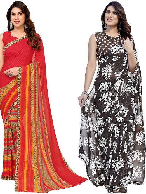women pack of 2 casual wear sarees with blouse - 21433910 - Very Small Image - 1