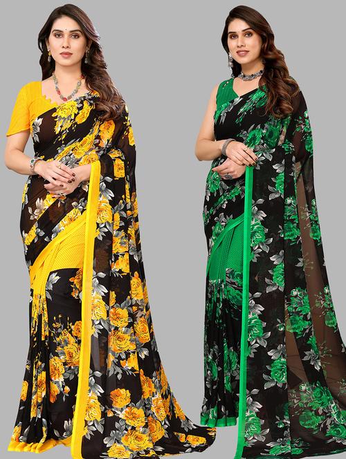 women pack of 2 casual wear sarees with blouse - 21433923 - Very Small Image - 1