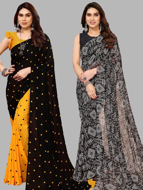 women pack of 2 casual wear sarees with blouse - 21433934 - Very Small Image - 1
