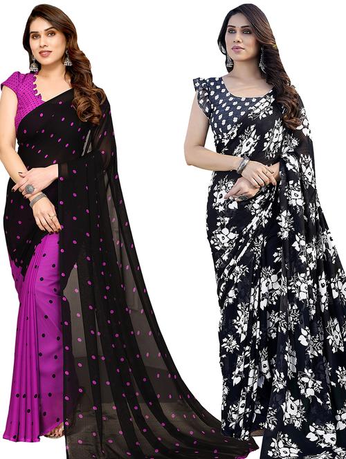 women pack of 2 casual wear combo sarees with blouse - 21433947 - Very Small Image - 1