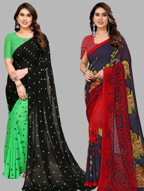 women pack of 2 casual wear sarees with blouse - 21433948 - Very Small Image - 1