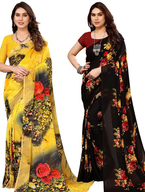 women pack of 2 casual wear sarees with blouse - 21433951 - Very Small Image - 1