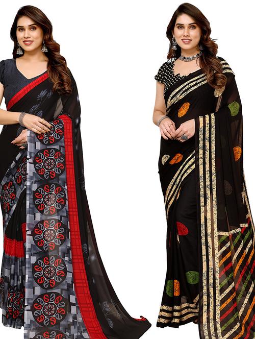 women pack of 2 casual wear combo sarees with blouse - 21433954 - Very Small Image - 1