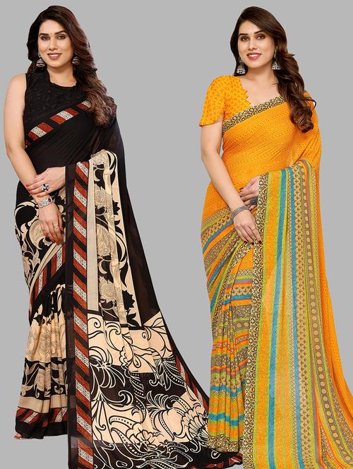 women pack of 2 casual wear sarees with blouse - 21433963 - Very Small Image - 1