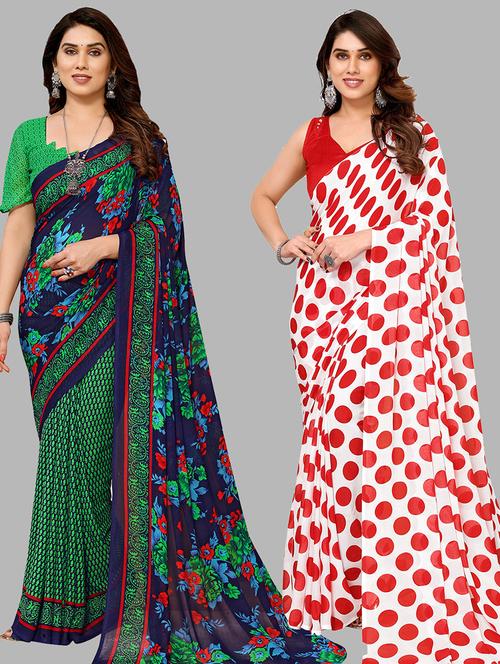 women pack of 2 casual wear combo sarees with blouse - 21433976 - Very Small Image - 1