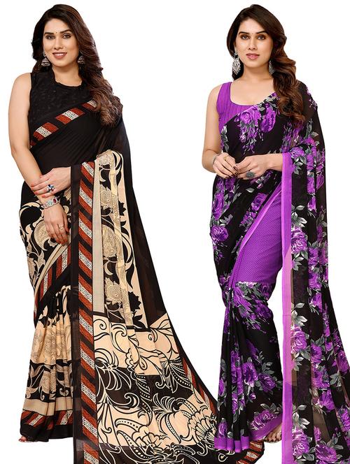 women pack of 2 casual wear sarees with blouse - 21433982 - Very Small Image - 1