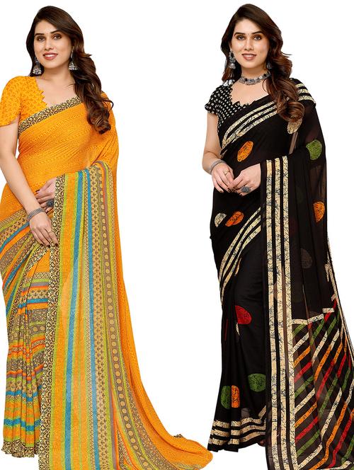 women pack of 2 casual wear sarees with blouse - 21433984 - Very Small Image - 1